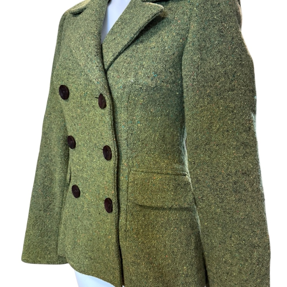Women's mods international wool Green Double-Breasted Coat - Picture 2 of 5